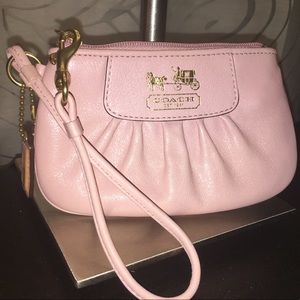 Pink Leather Coach Wristlet